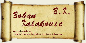 Boban Kalaković vizit kartica